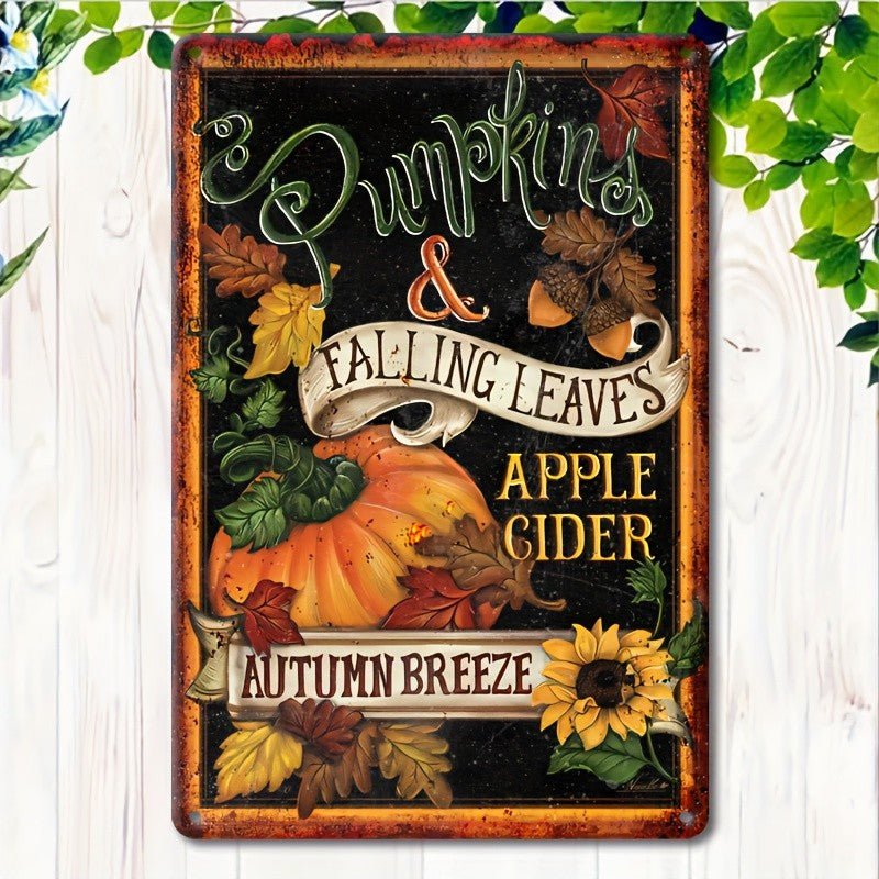 Retro Autumn Tin Sign Vintage Chalkboard Pumpkin Patch Porch Kitchen Wall Art