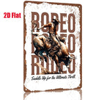 Rodeo Tin Sign - "Saddle Up for the Ultimate Thrill" Metal Wall Art Decor