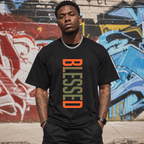 Blessed Shirt Vertical Text Graphic Tee Men Streetwear Casual T-Shirt