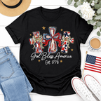 Women's God Bless America 250th Anniversary Patriotic Graphic T-Shirt