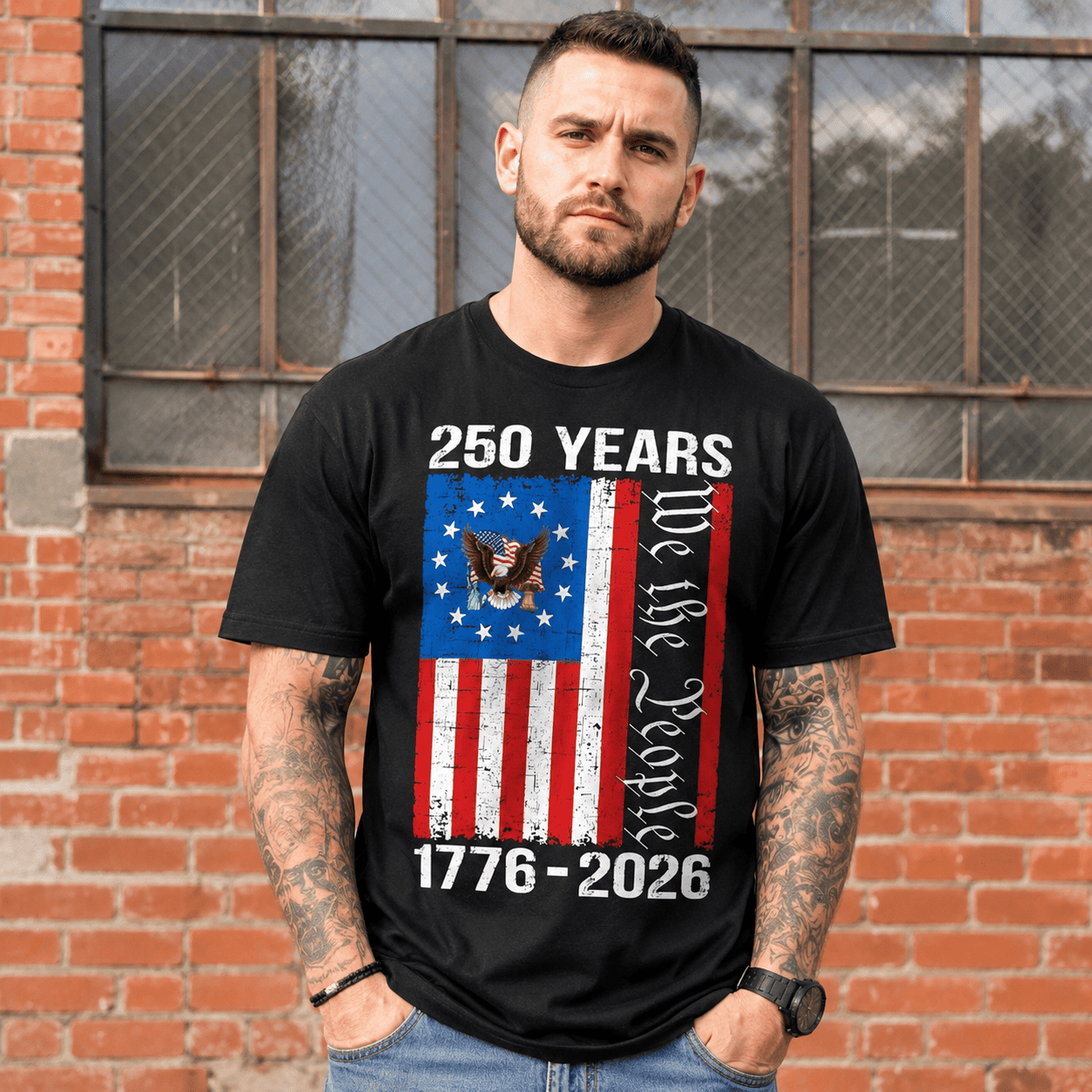250 Years American Flag USA 250th Anniversary Patriotic 4th of July T-Shirt