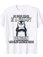 Grumpy Penguin Funny Spirit Animal Humor Graphic T-Shirt Sarcastic Tee
