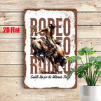 Rodeo Tin Sign - "Saddle Up for the Ultimate Thrill" Metal Wall Art Decor