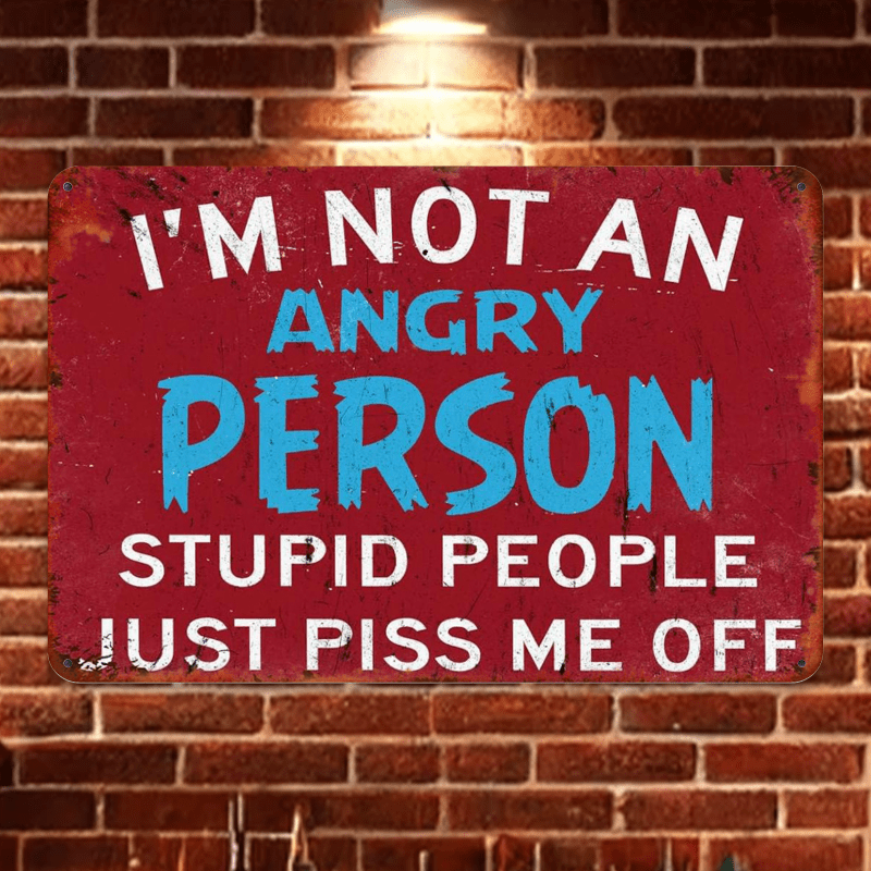Retro Funny Saying Tin Sign Humorous Stupid People Piss Me Off Bar Art