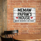 Memaw and Papaw's House Metal Tin Sign - Retro Grandparents Memories  Wall Art