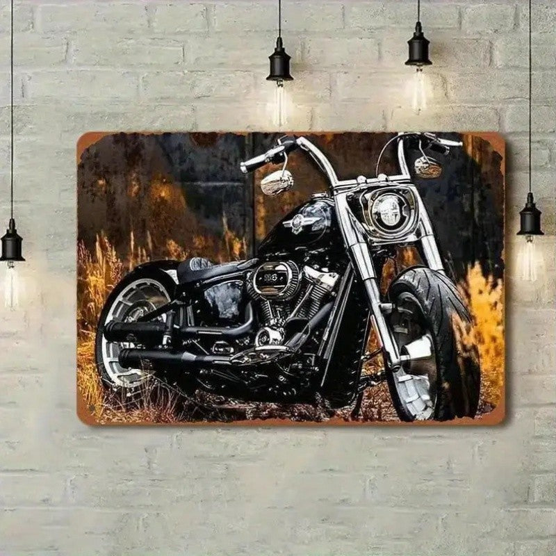 Vintage Motorcycle Metal Tin Sign - Retro Chopper Cruiser Bike Metal Tin Plaque