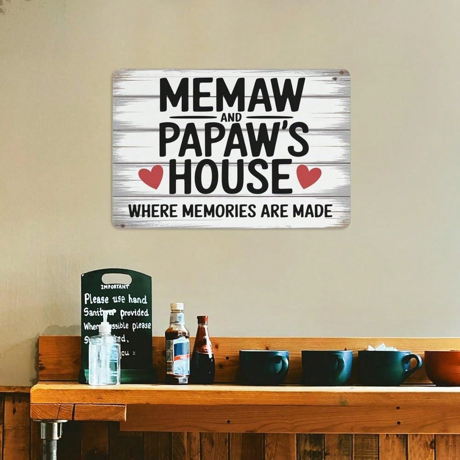 Memaw and Papaw's House Metal Tin Sign - Retro Grandparents Memories  Wall Art