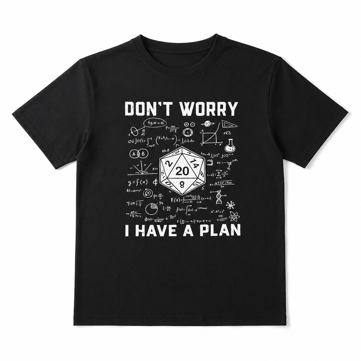 Don't Worry I Have a Plan Funny Nerd Dice Math Graphic T-Shirt Geek Tee