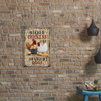 Funny Chicken Metal Sign - "Wicked Chickens" Deviled Eggs Tin Wall Decor