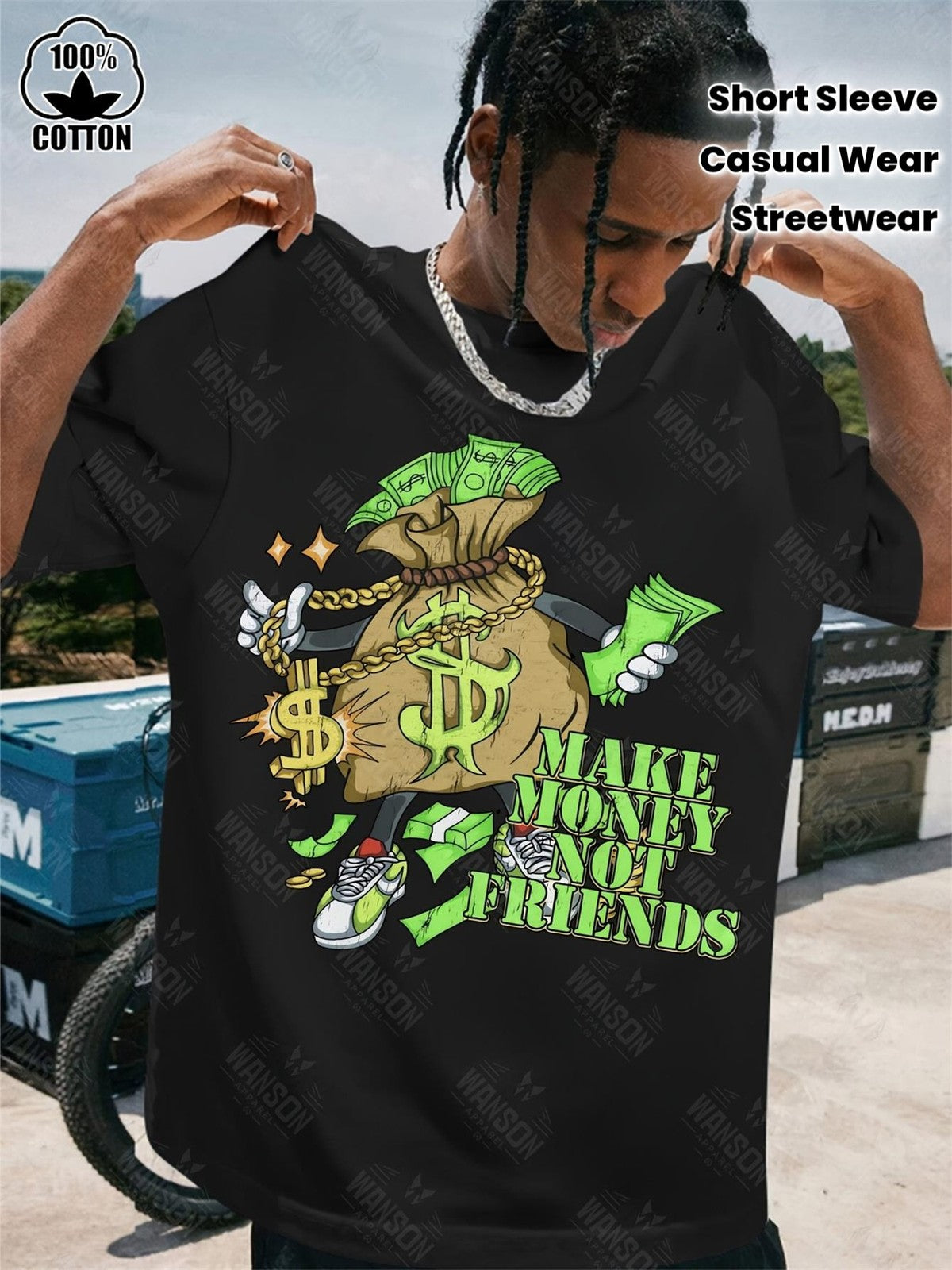Make Money Not Friends Graphic T-Shirt Cash Money Streetwear Hustle Tee