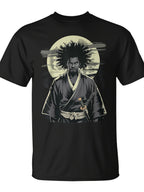 Afro Samurai Warrior Katana Vintage Japanese Graphic T Shirt Streetwear Tee