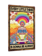 Retro Peace Van Tin Sign Humorous 70s Rainbow Living Room Bedroom Wall Decor
