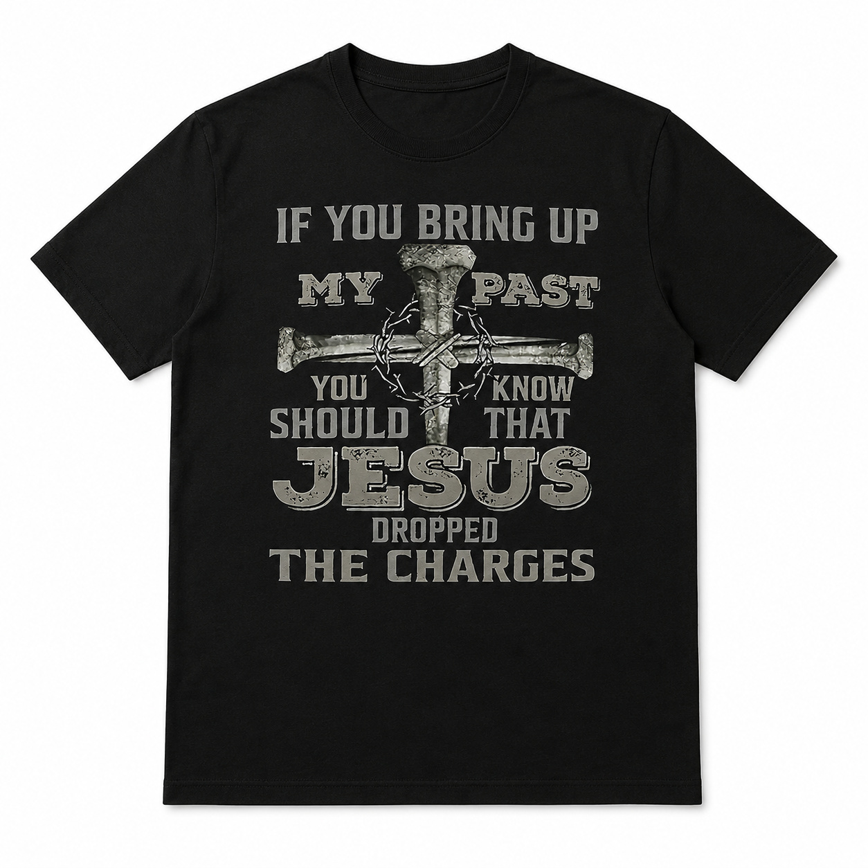 Men's Jesus Dropped The Charges Funny Christian Graphic T-Shirt Tee