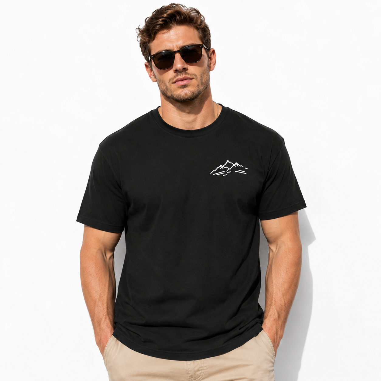 Minimalist Mountain Peaks Graphic Tee - Simple Outdoor Adventure T-Shirt