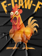 Chicken Pattern with "F-CAW-F" Text Print, Funny And Humorous Design T shirt
