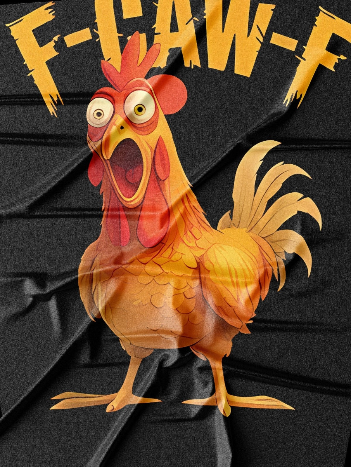 Chicken Pattern with "F-CAW-F" Text Print, Funny And Humorous Design T shirt