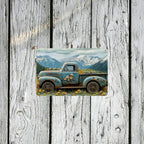 Rustic Farm Truck Metal Sign Retro Floral Pickup Mountain Landscape Wall Decor