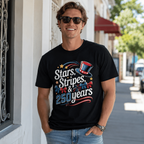USA 250 Years Semiquincentennial Top Hat Stars Patriotic Men's T-Shirt