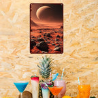 Martian Landscape Metal Sign - Red Planet Space Tin Wall Art Decor