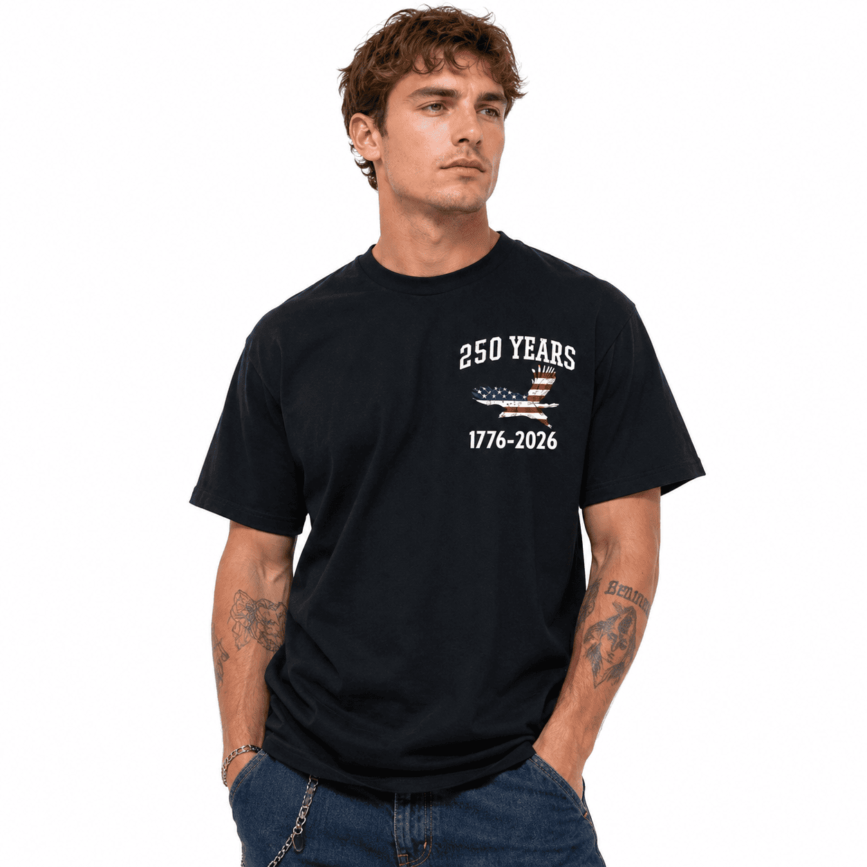 USA 250th Anniversary Flag T-Shirt 250 Years of Freedom Patriotic Tee