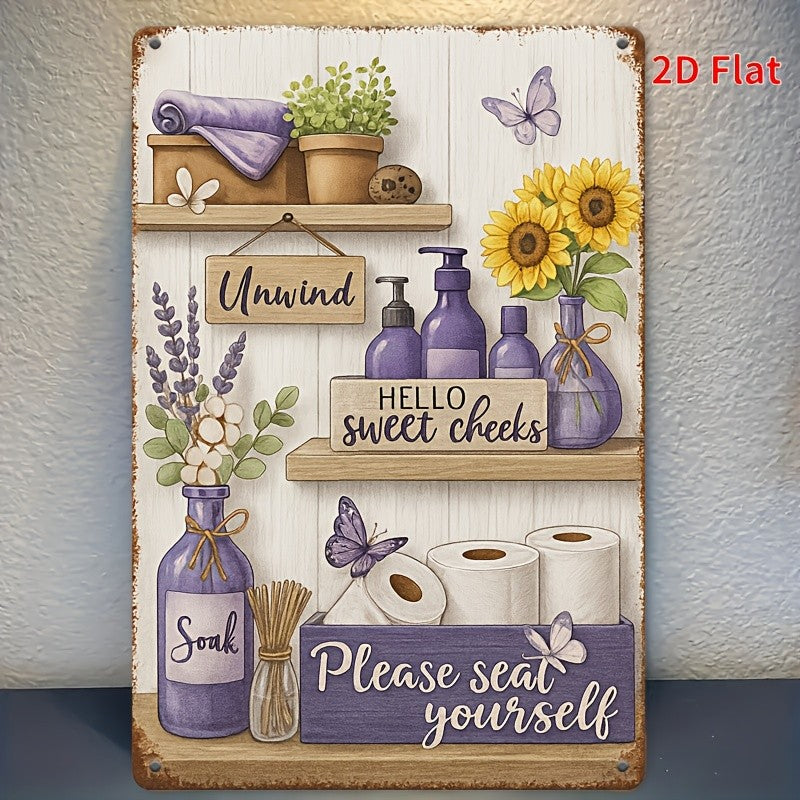 Hello Sweet Cheeks Tin Sign Vintage Metal Please Seat Yourself Bathroom Decor