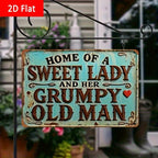 Sweet Lady Grumpy Old Man Metal Sign Vintage Country Kitchen Porch Wall Art Gift