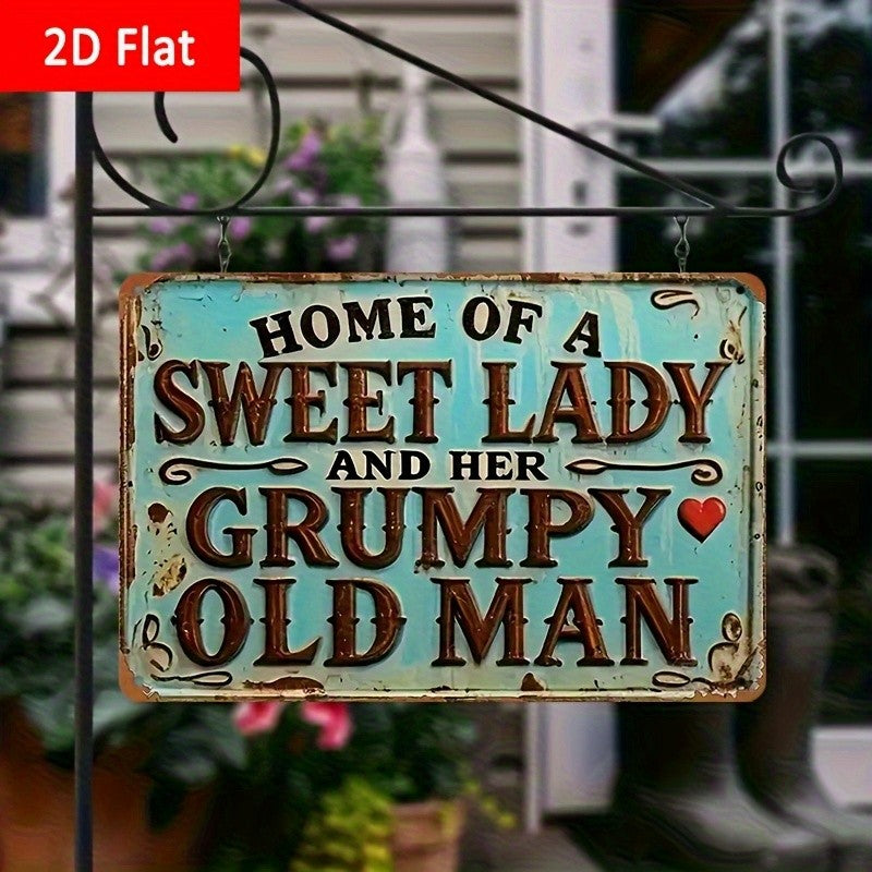 Sweet Lady Grumpy Old Man Metal Sign Vintage Country Kitchen Porch Wall Art Gift