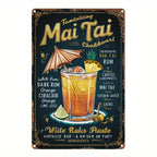 Mai Tai Cocktail Metal Sign - Retro Bar Wall Art Tin Decor Plaque