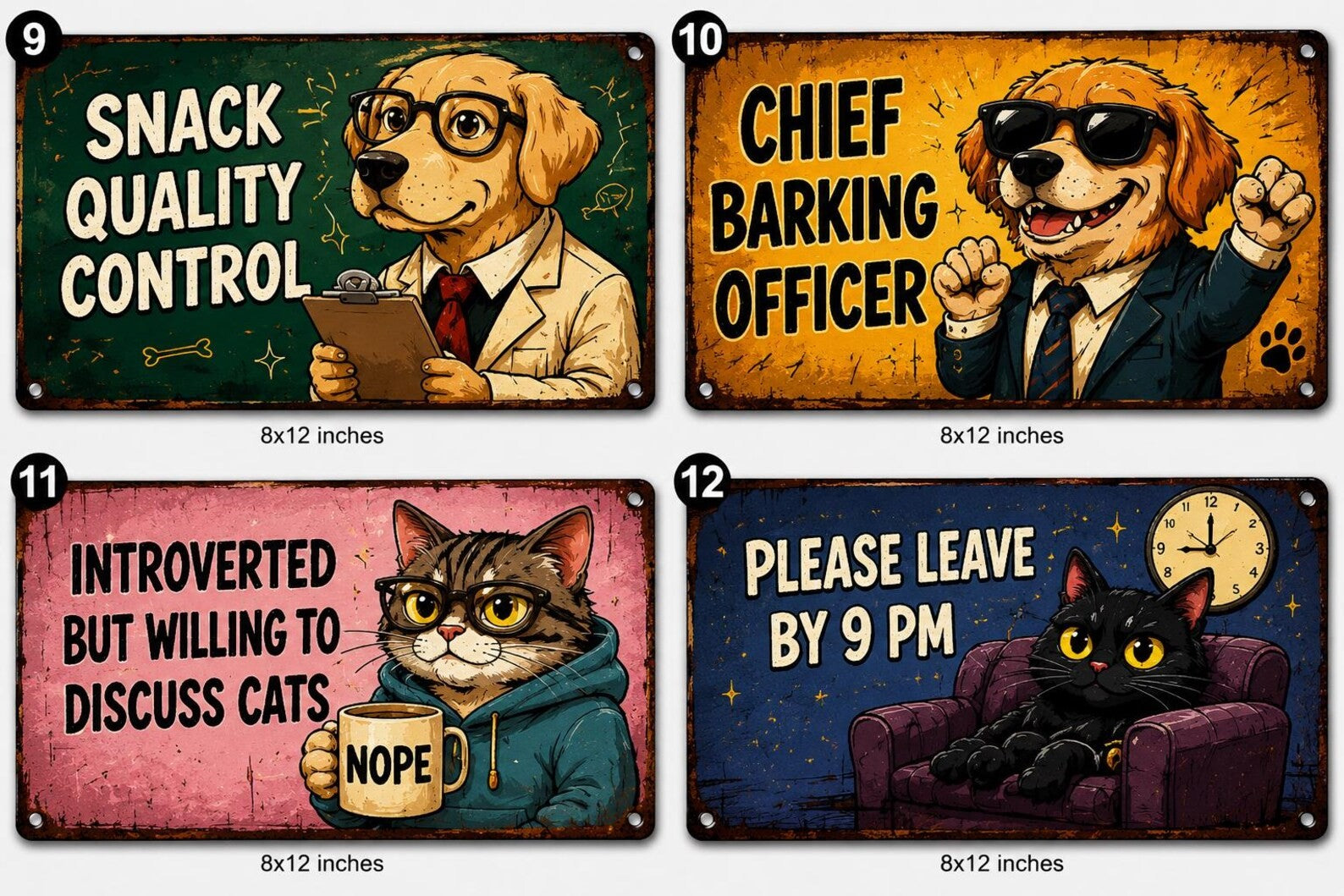 Funny Chubby Cat Metal Sign – Built Different Vintage Wall Decor (Cat Lovers)