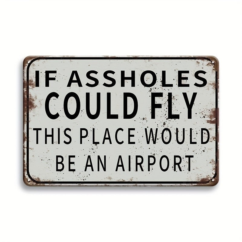Sarcastic Tin Sign - Humorous "This Place Would Be An Airport" Metal Wall Art