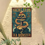 "Yacht Club" Metal Sign - Sea Monster Anchor Tin Wall Art Decor Plaque