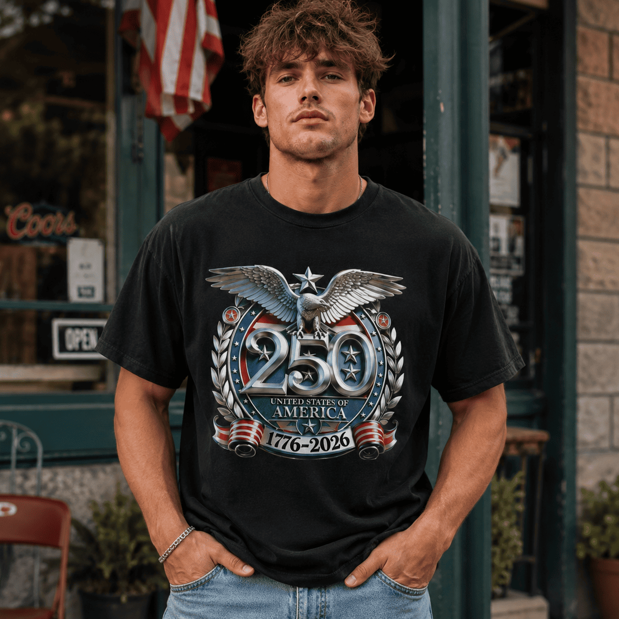 USA 250th Anniversary Eagle Patriotic Graphic Men's T-Shirt American Pride