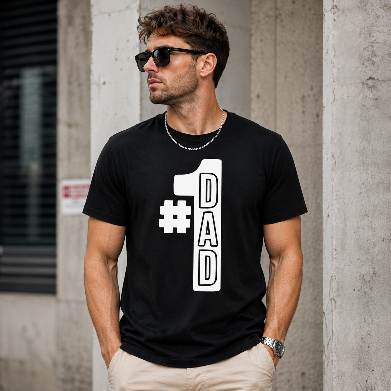 #1 Dad Vertical Graphic Tee - Bold Minimalist Father's Day T-Shirt