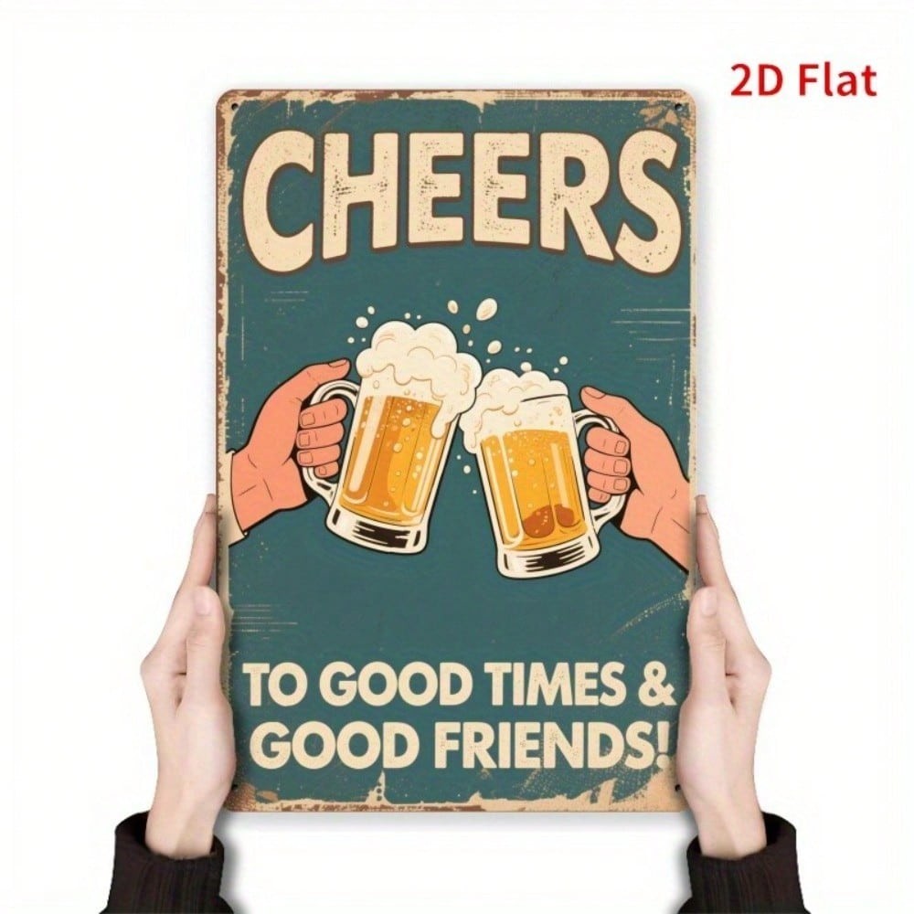 Cheers To Good Times Metal Tin Sign - Vintage Beer Mug Home Bar Wall Decor
