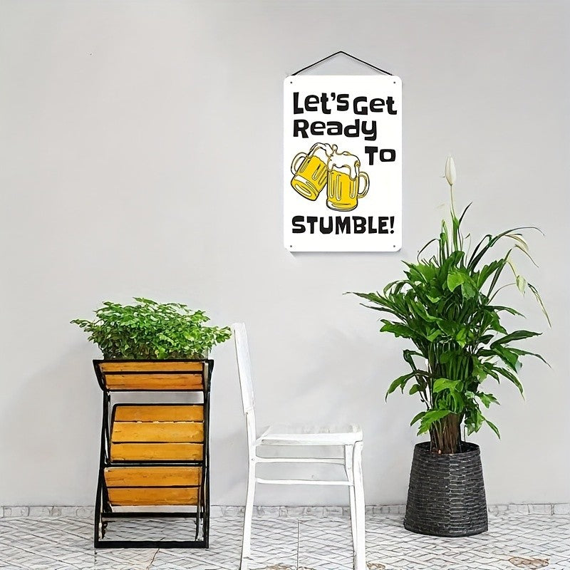 Let's Get Ready To Stumble Metal Tin Sign Funny Beer Mug Vintage Bar Wall Decor