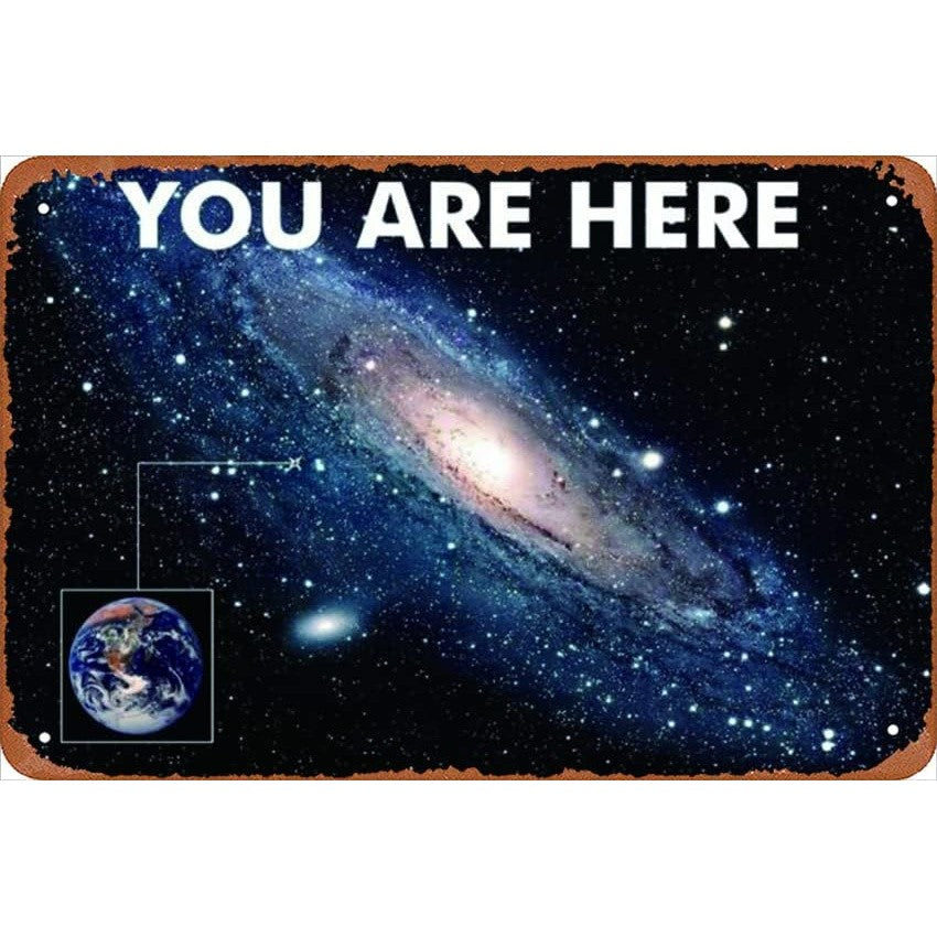 You Are Here Galaxy Metal Tin Sign Retro Outer Space Universe Plaque Wall Decor
