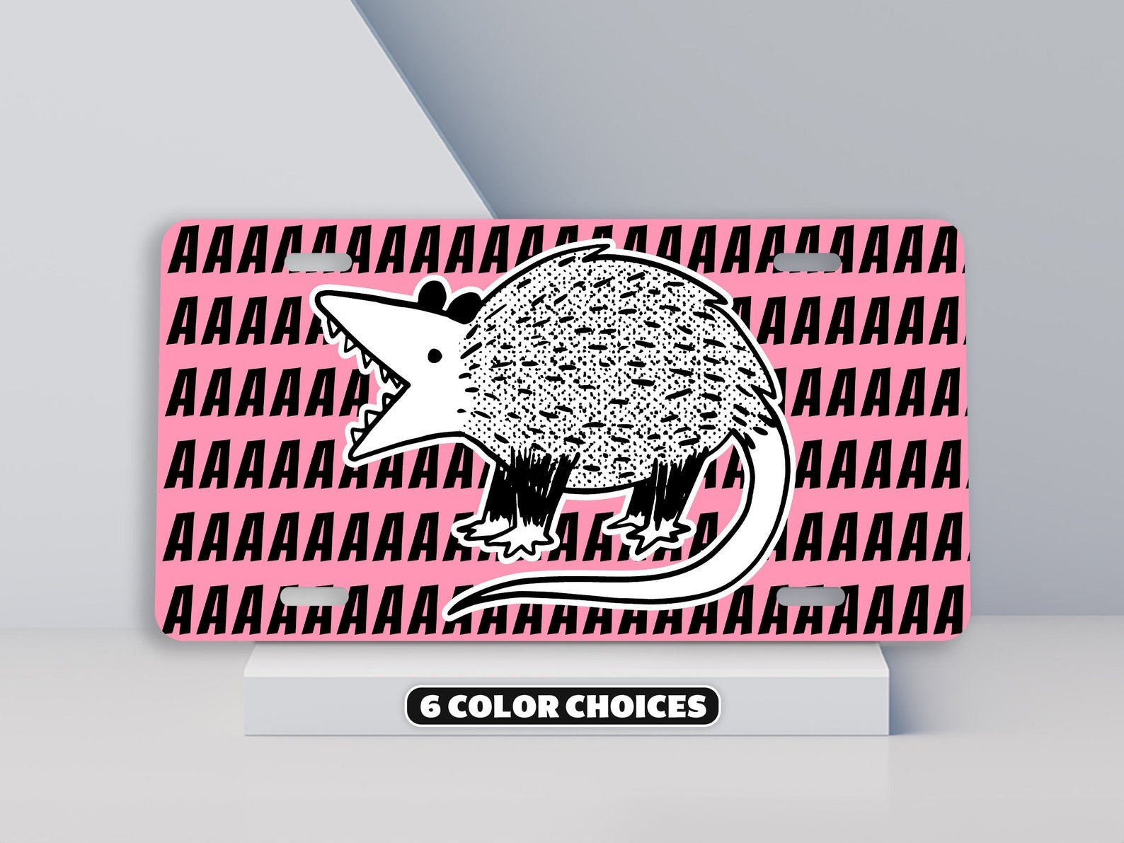 Funny Screaming Possum License Plate Cute Meme Car Tag Gen Z Pink Decor Gift