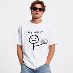 Funny Brain T Shirt PLZ USE IT Graphic Tee Unisex White Short Sleeve