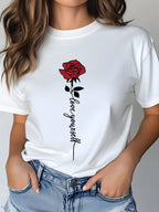Love Yourself Rose T-Shirt | Minimalist Floral Empowerment Graphic Tee