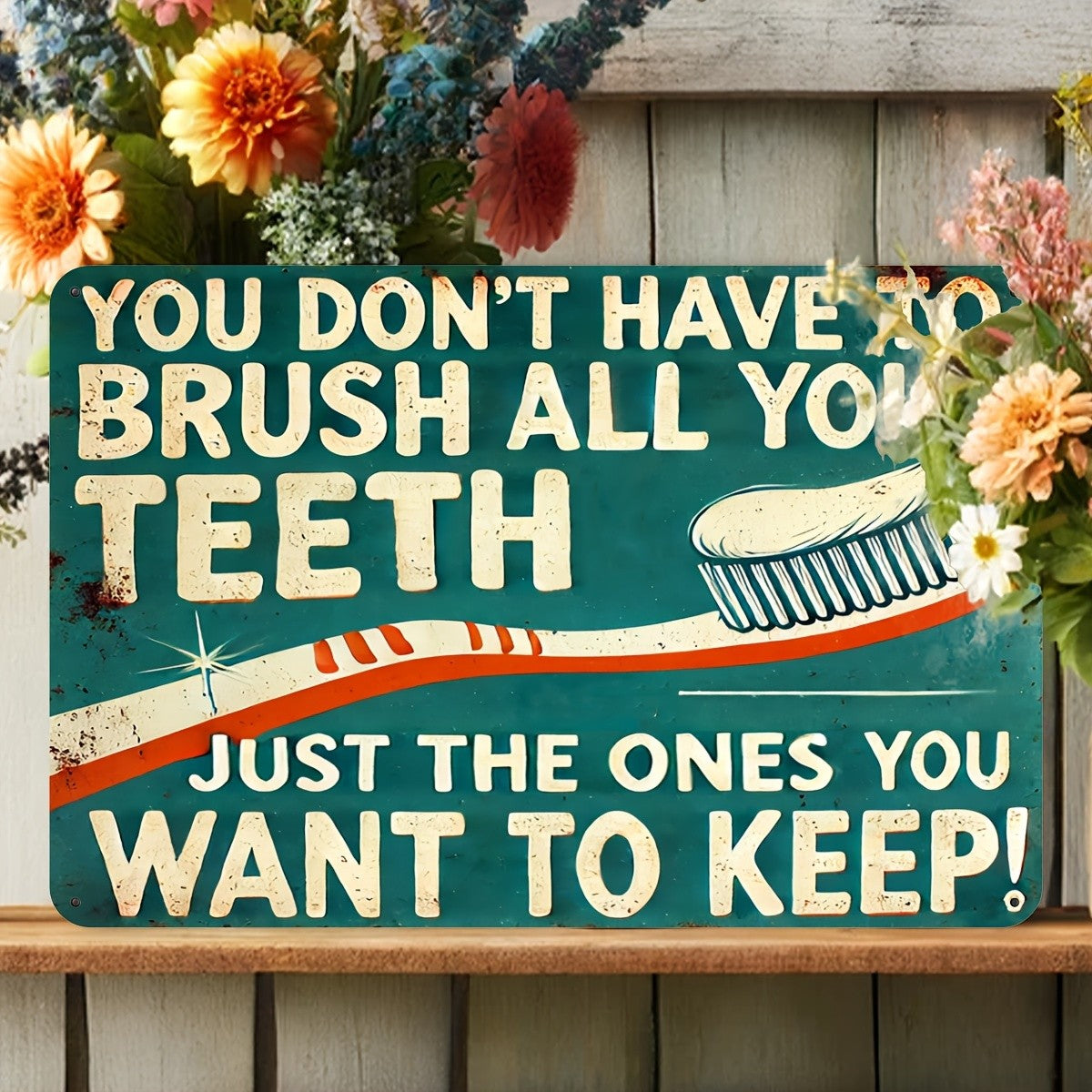 Funny Dental Metal Sign - Retro "Keep Your Teeth" Humorous Tin Wall Decor