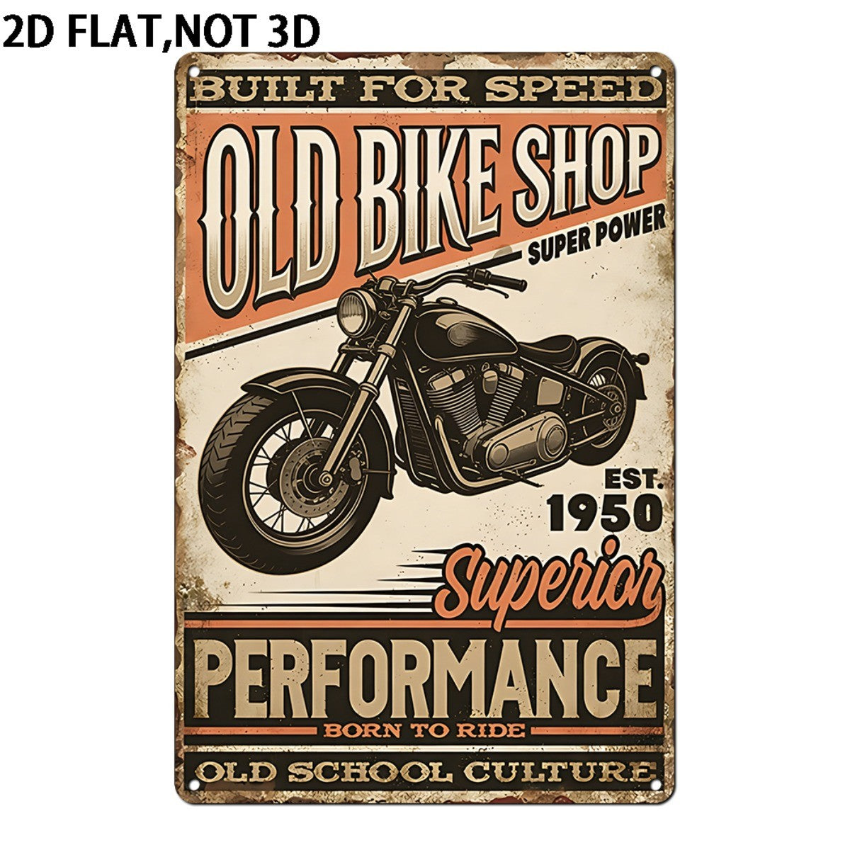 Vintage Motorcycle Metal Tin Sign Retro Old Bike Shop Chopper Garage Wall Decor