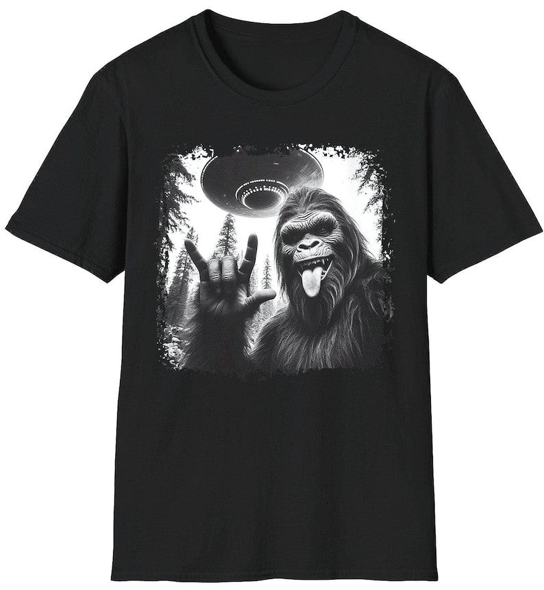 Funny Bigfoot Alien Abduction T-Shirt: Cryptid UFO Tee