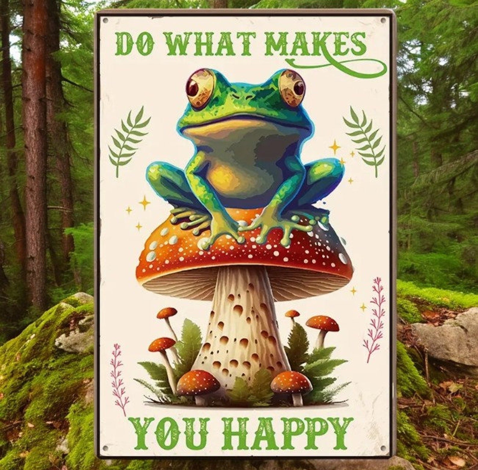 Do What Makes You Happy Frog Metal Tin Sign Inspirational Wall Decor