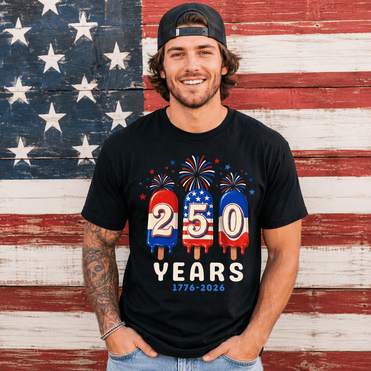USA 250th Anniversary Ice Pops T-Shirt Patriotic 4th of July Freedom Tee