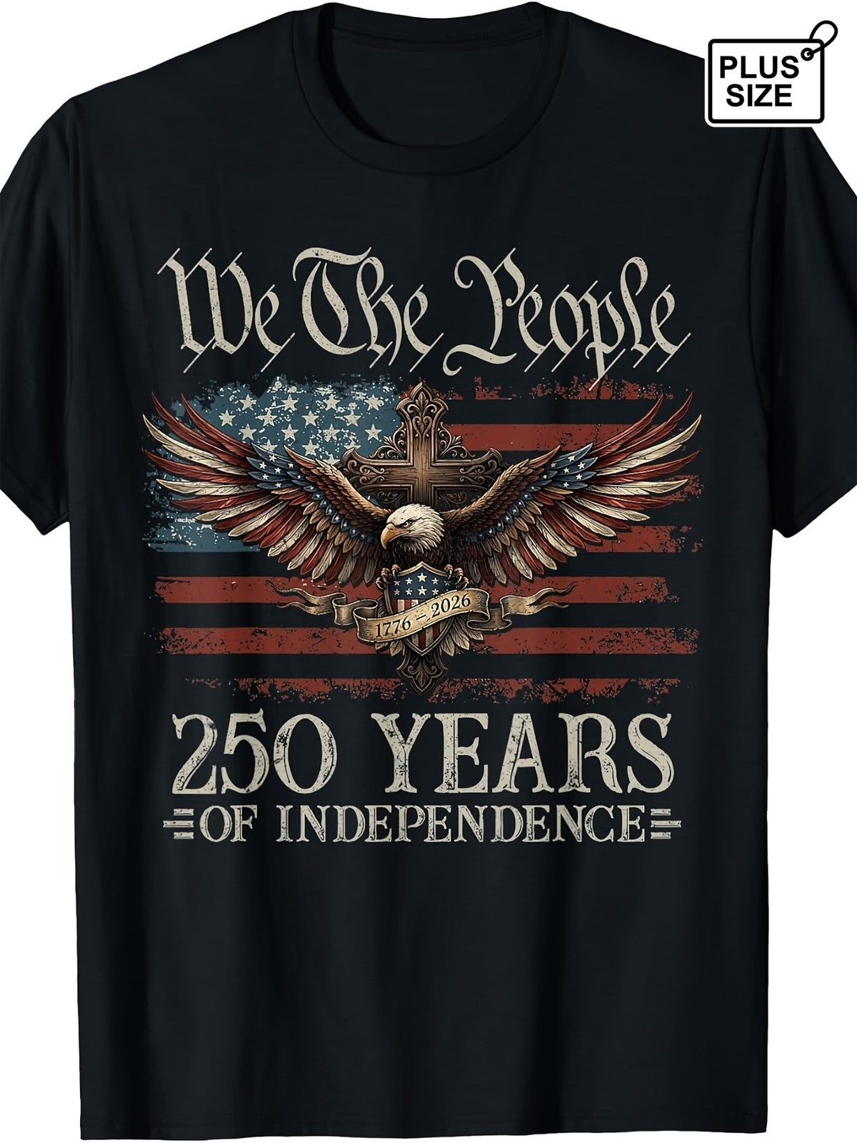 USA 250 Years 1776-2026 American Flag July 4th Patriotic Men's T-Shirt
