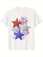 Patriotic Fireworks & Glitter Stars Graphic Tee