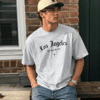 Los Angeles Gothic Letter T-Shirt Old English Streetwear Casual Tee