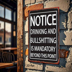 Retro Lounge Metal Tin Sign Humorous Drinking Mandatory Man Cave Garage Wall Art