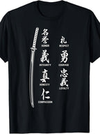 Vintage Samurai Katana Sword Graphic T-Shirt Japanese Warrior Streetwear Tee