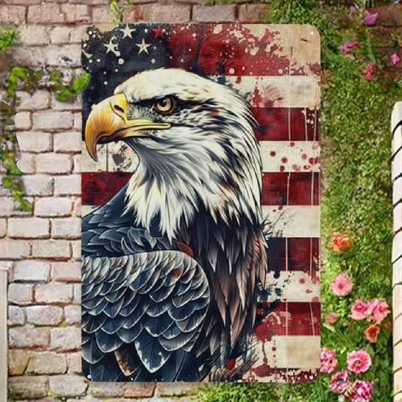 Rustic American Flag Eagle Metal Sign Patriotic USA Wall Decor Art Poster